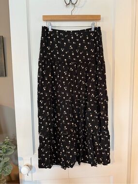 Juniors No Comment Black Floral Maxi Skirt